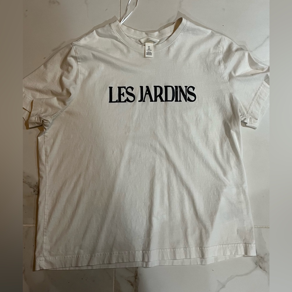 H&M White Tee with Black Print